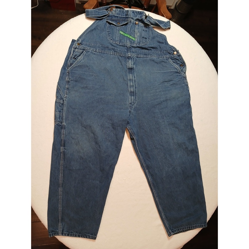 Vtg 90s Key Imperial Denim Bib Overalls Mens 54x30 Carpenter Workwear Distressed
